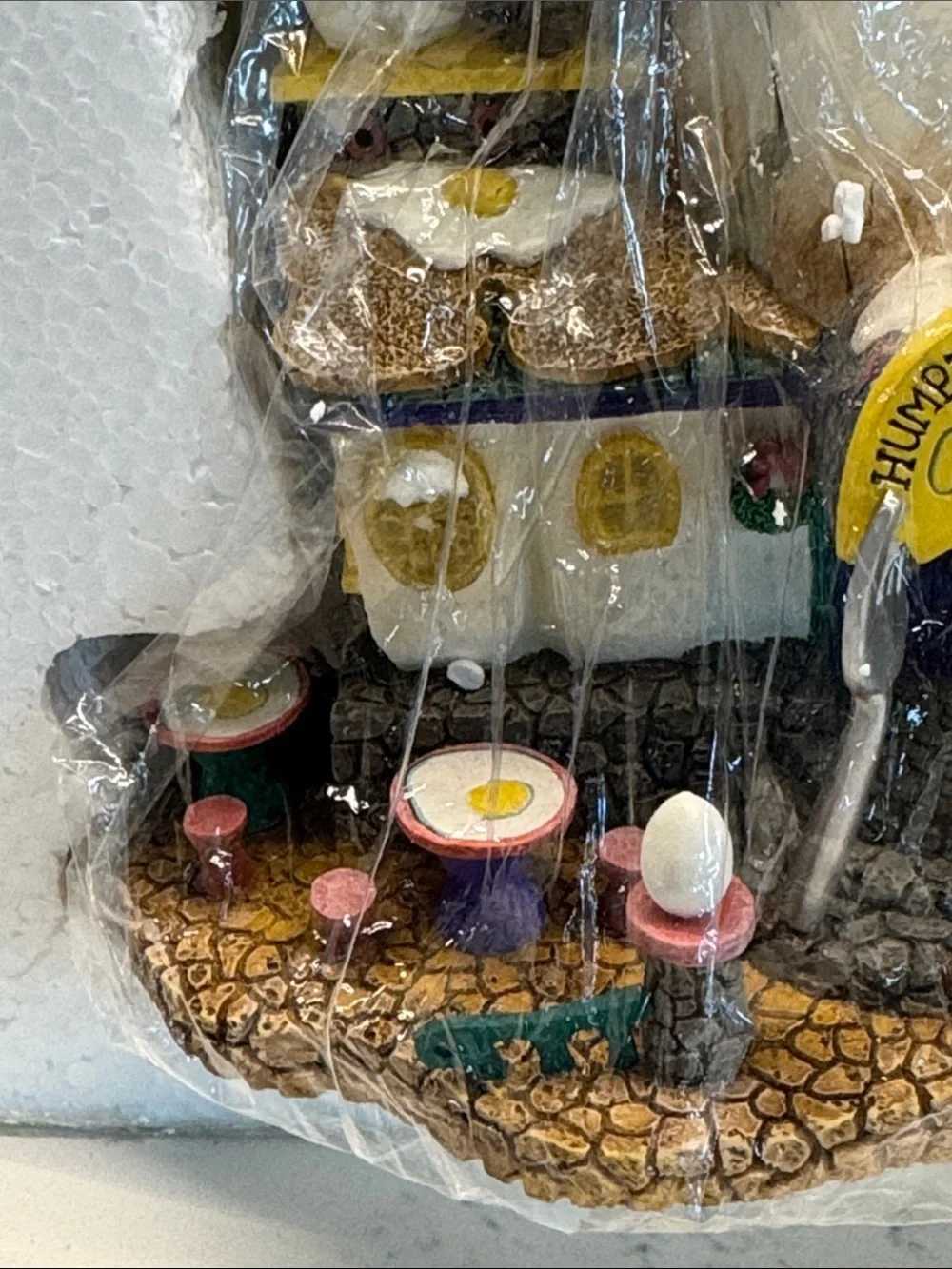 Department 56 Cream Egg Cottage with Green Roof and Gold Accents